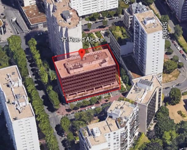 Immeuble de bureaux à Levallois-Perret, vue aérienne